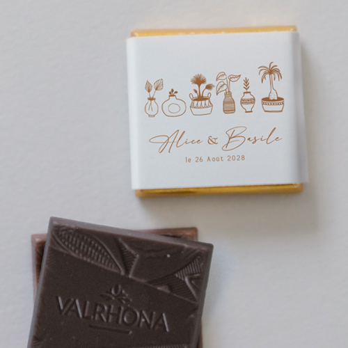 Carré chocolat :univers de mariage Sérénie à personnaliser
