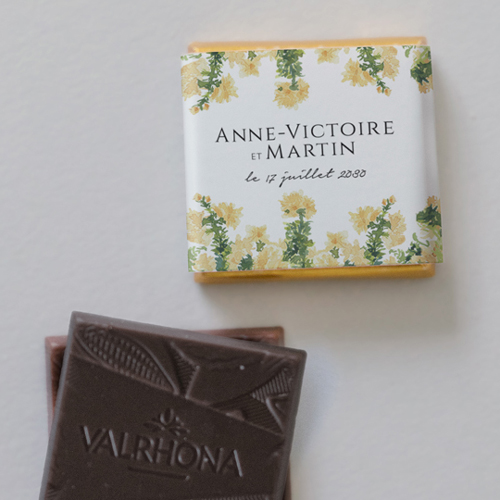 Carré chocolat :univers de mariage Solstice à personnaliser