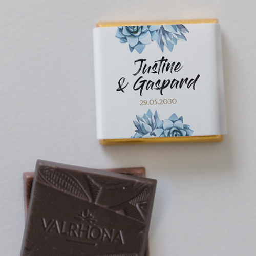 Carré chocolat :univers de mariage Succulentes à personnaliser