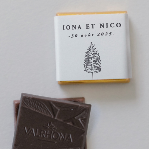 Carré chocolat :univers de mariage Tall tree à personnaliser