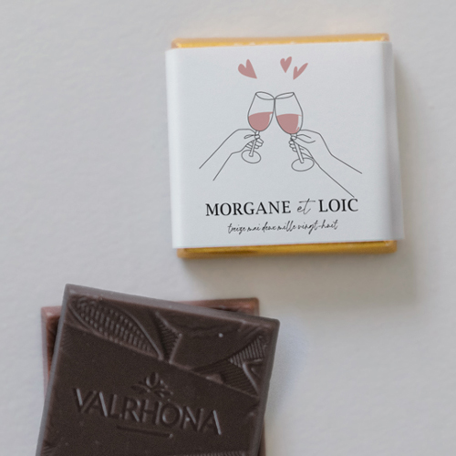 Carré chocolat :univers de mariage Tchin à personnaliser