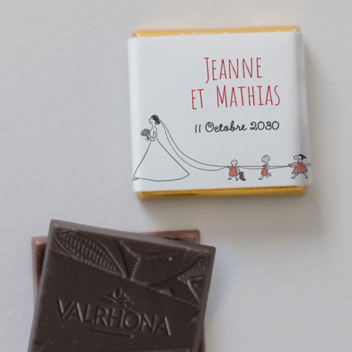 Carré chocolat :univers de mariage Traîne de la mariée à personnaliser