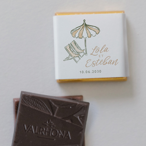 Carré chocolat :univers de mariage Transat à personnaliser