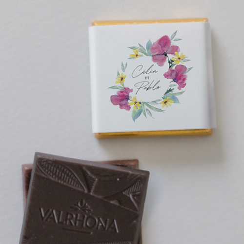 Carré chocolat :univers de mariage Vahiné à personnaliser