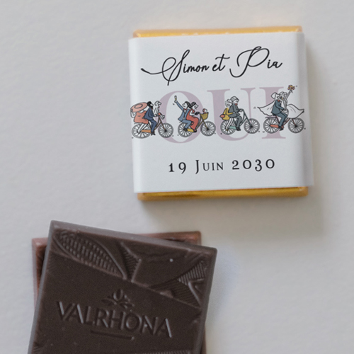 Carré chocolat :univers de mariage Vélos à personnaliser