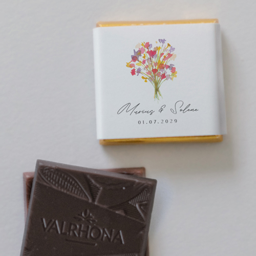 Carré chocolat :univers de mariage Vibrance à personnaliser