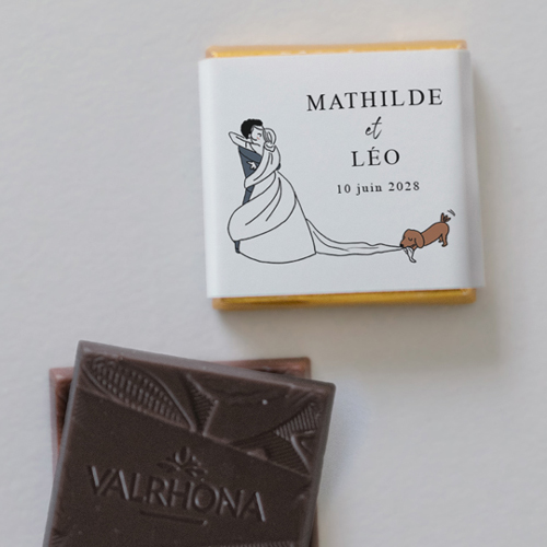 Carré chocolat :univers de mariage Voile à personnaliser