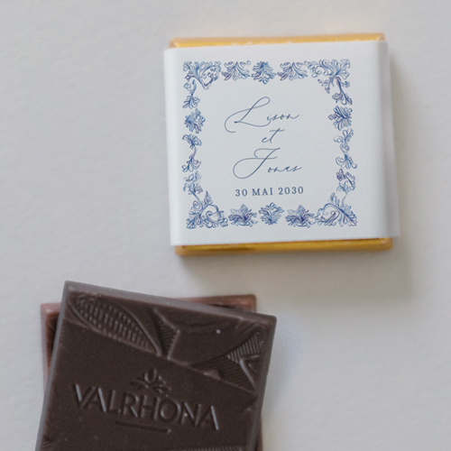 Carré chocolat :univers de mariage Volute à personnaliser