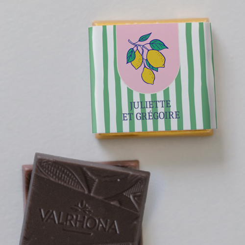 Carré chocolat :univers de mariage Zestine à personnaliser