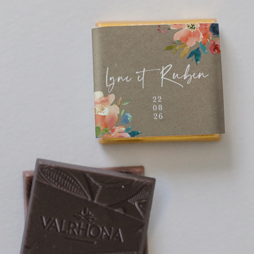 Carré chocolat :univers de mariage Zinnia à personnaliser