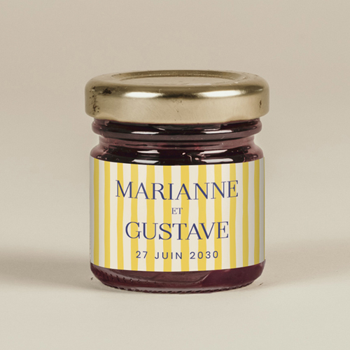 Confiture de mariage Stripes Jaune à personnaliser