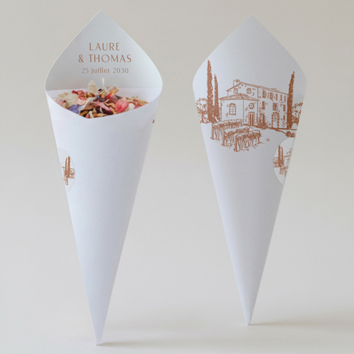 Cornet confettis :univers de mariage Alba à personnaliser