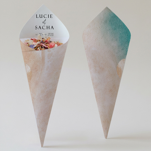 Cornet confettis :univers de mariage Alméria à personnaliser