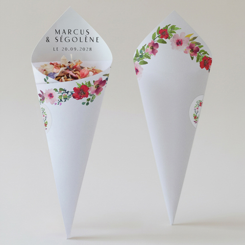 Cornet confettis :univers de mariage Améthysse à personnaliser
