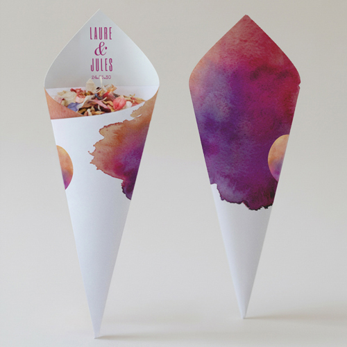 Cornet confettis :univers de mariage Aquarelle à personnaliser