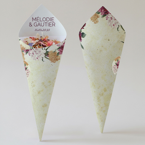 Cornet confettis :univers de mariage Automne à personnaliser