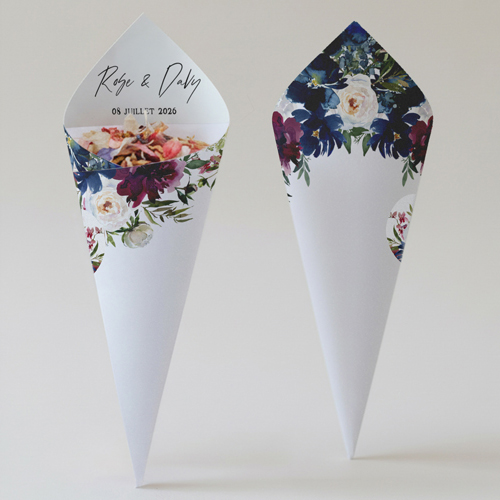 Cornet confettis :univers de mariage Belladone à personnaliser