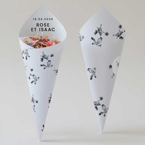 Cornet confettis :univers de mariage Birds à personnaliser