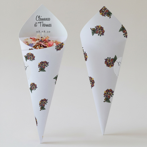 Cornet confettis :univers de mariage Bouquet à personnaliser