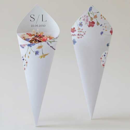 Cornet confettis :univers de mariage Bruyère à personnaliser