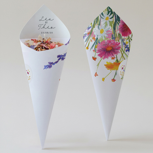 Cornet confettis :univers de mariage Bucolique à personnaliser