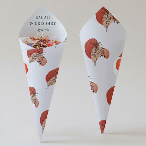 Cornet confettis :univers de mariage Camélis à personnaliser