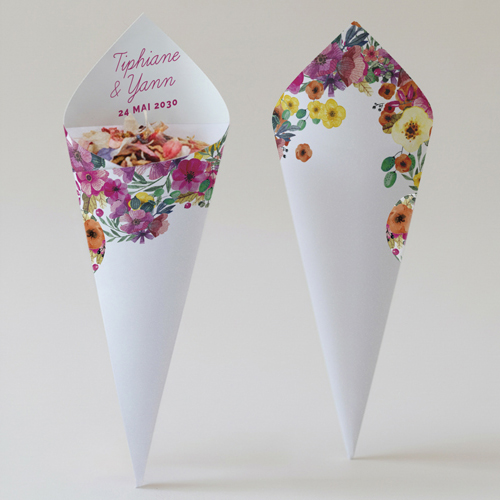 Cornet confettis :univers de mariage Champêtre à personnaliser