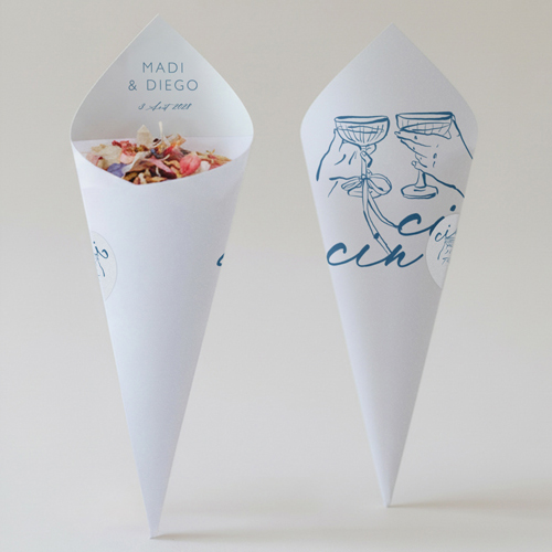 Cornet confettis :univers de mariage Cincin à personnaliser
