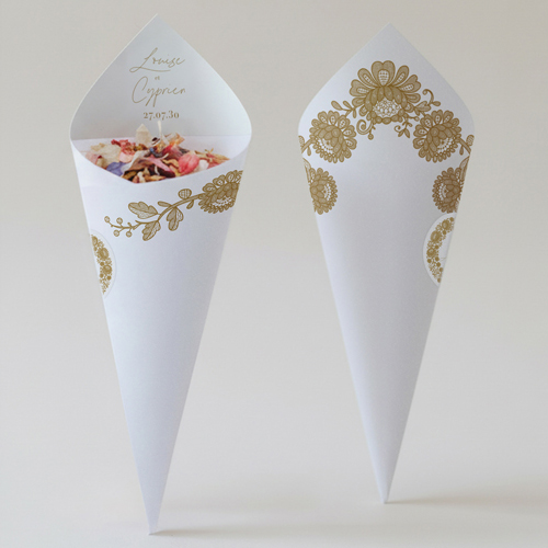 Cornet confettis :univers de mariage Clovelly à personnaliser