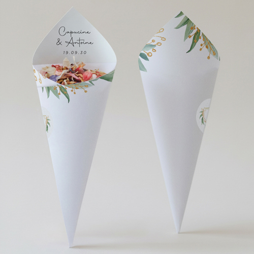 Cornet confettis :univers de mariage Coeur géométrique à personnaliser