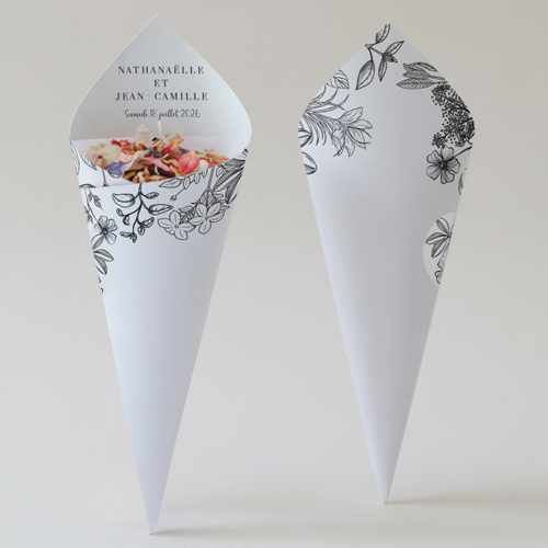 Cornet confettis :univers de mariage Composition florale à personnaliser