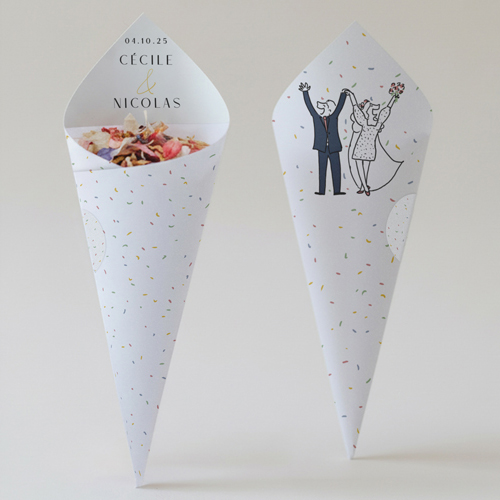 Cornet confettis :univers de mariage Confettis à personnaliser