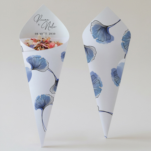 Cornet confettis :univers de mariage Coquelicot à personnaliser