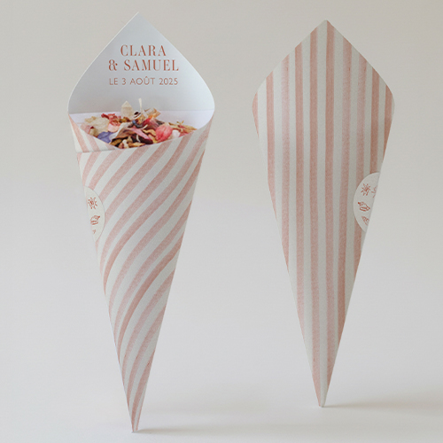 Cornet confettis :univers de mariage Coralia à personnaliser