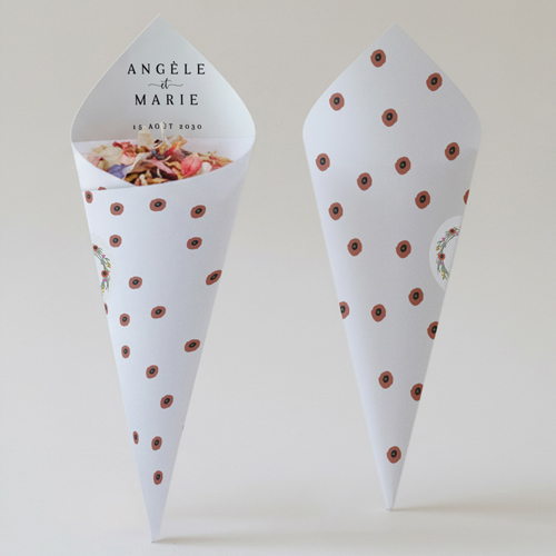 Cornet confettis :univers de mariage Couronne de fleurs à personnaliser