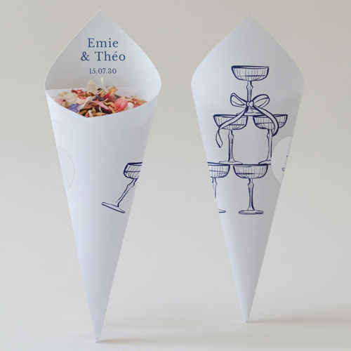 Cornet confettis :univers de mariage Cristel à personnaliser