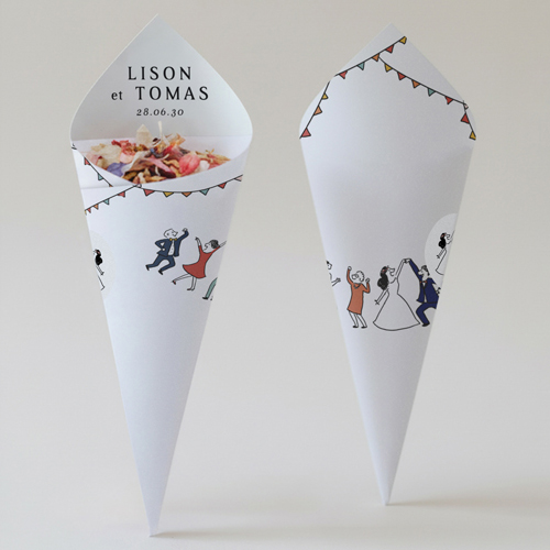 Cornet confettis :univers de mariage Danseurs à personnaliser