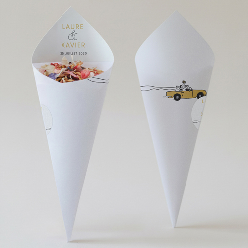 Cornet confettis :univers de mariage Décapotable à personnaliser