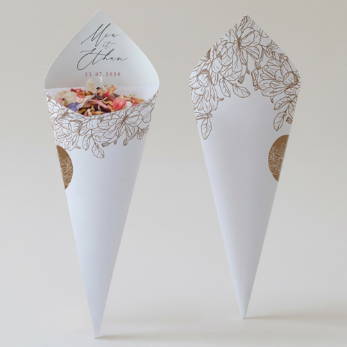 Cornet confettis :univers de mariage Devon à personnaliser