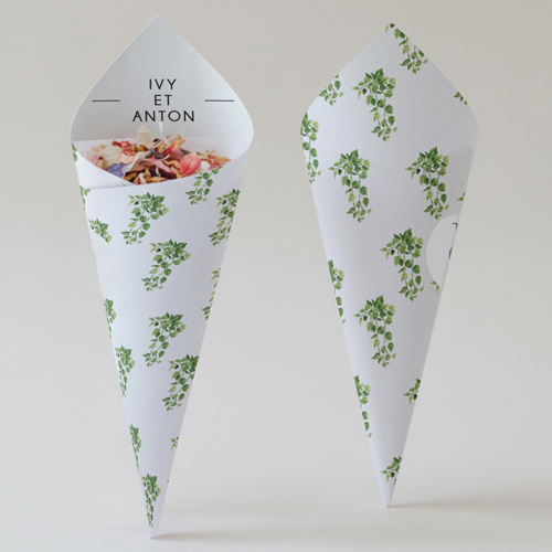 Cornet confettis :univers de mariage Entrelacé à personnaliser