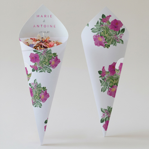 Cornet confettis :univers de mariage Floral à personnaliser