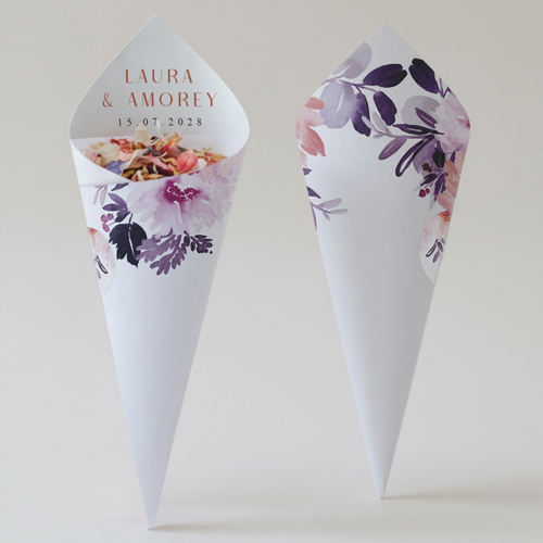 Cornet confettis :univers de mariage Florène à personnaliser