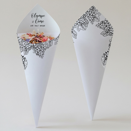 Cornet confettis :univers de mariage Grappes à personnaliser
