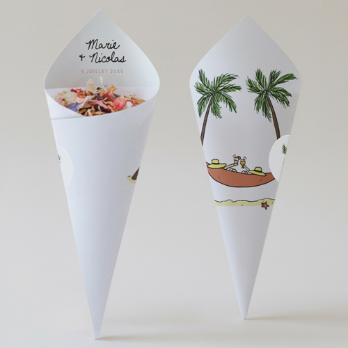 Cornet confettis :univers de mariage Hamac à personnaliser