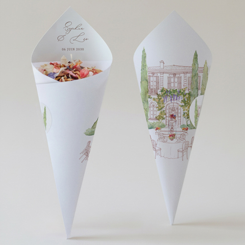 Cornet confettis :univers de mariage La Bâtisse à personnaliser