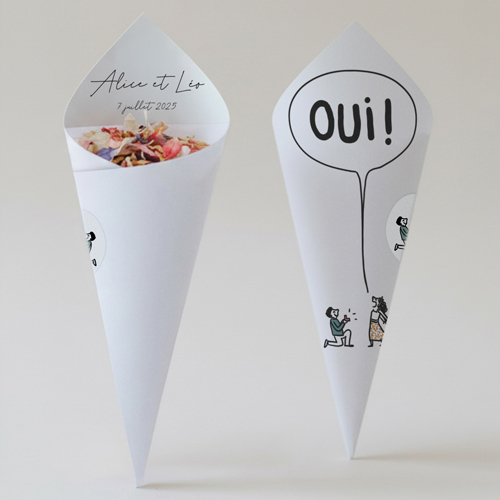 Cornet confettis :univers de mariage La Demande à personnaliser