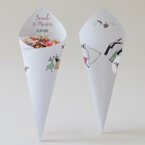 Cornet confettis :univers de mariage Lancer de bouquet à personnaliser
