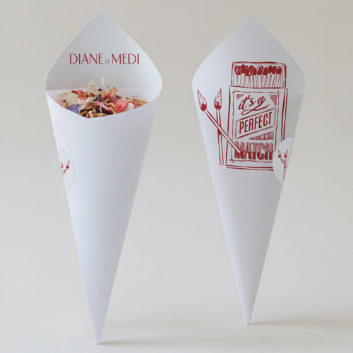 Cornet confettis :univers de mariage Le Match à personnaliser
