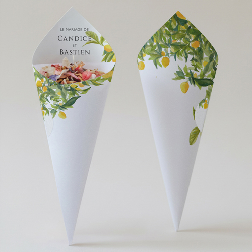 Cornet confettis :univers de mariage Limonier à personnaliser