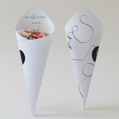 Cornet confettis :univers de mariage Linéus à personnaliser